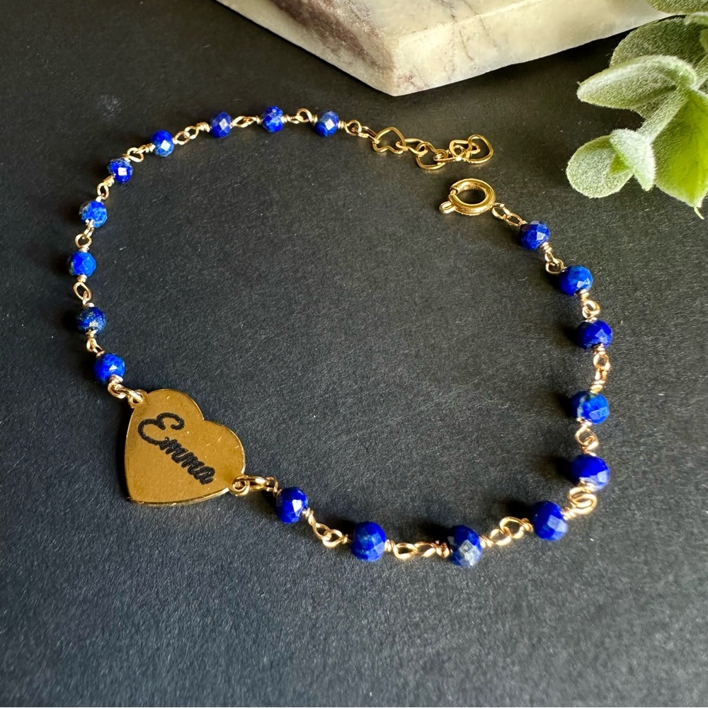 Your Name Personalized Name Bracelet Birthstone Gemstone Beaded Bracelet
